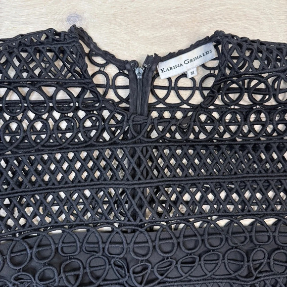 Karina Grimaldi Black Vincent Crochet Mini Dress in Black - Picture 6 of 7